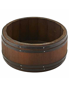 Miniature Dark Wooden Barrel 16.5 Dia x 8cm